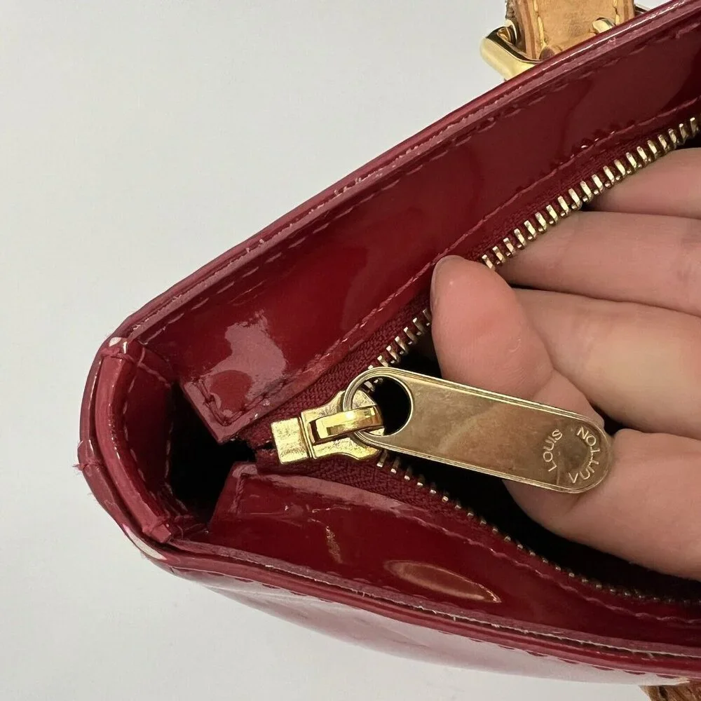 Louis Vuitton Tote Bag Brentwood Vernis Monogram Patent Leather Red Shoulder